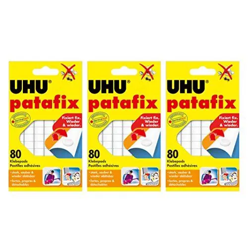 Produktbild: 3 x UHU patafix weiß, wieder ablösbare Klebepads, 3 x 80 Stück