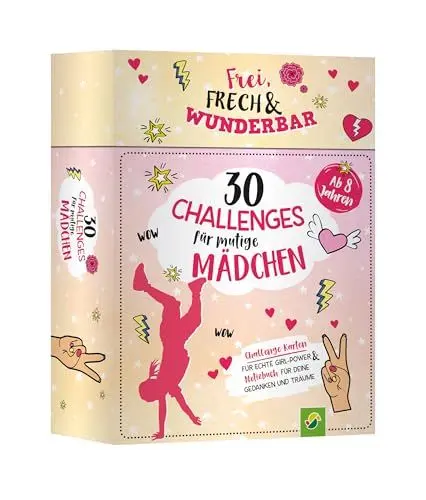 Produktbild: 30 Challenges für mutige Mädchen - Frei, frech, wunderbar: Übungskarten & Notizbuch I für Mädchen ab 8 Jahren