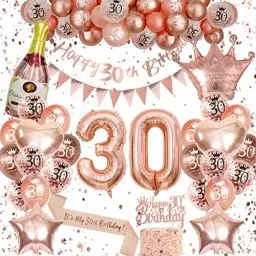 Produktbild: 30 Geburtstag Frauen, Luftballon 30. Geburtstag Rosegold, Deko 30. Geburtstag Frauen Geburtstagsdeko 30 mit Happy Birthday Banner Rosegold Ballons 30.Geburtstag Schärpe 30 Geburtstag Deko Frauen