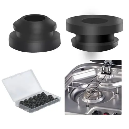 Produktbild: 30 Gummidurchführungen, Wohnmobil Gasherd Topfträgergummis, Rostgummifüße, Gummitüllen für Topfstützen, Gummistopfen Gummipfropfen Kompatible für Dometic Smev Thetford 5mm Stangen Wohnmobil Zubehör