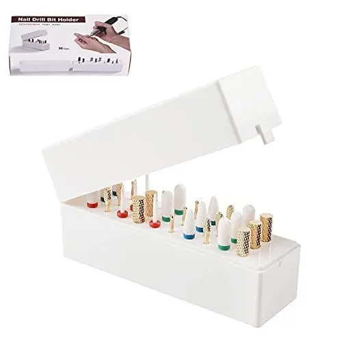 Produktbild: 30 Löcher Nagelbohrer Halter, Maniküre Werkzeuge Aufsatz Aufbewahrungsbox für Nagelfräser Aufsatz Bit Set Nail Art Drill Organizer Container Staubdichter
