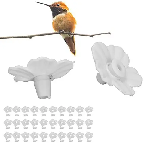 Produktbild: 30 Sets Kolibri-Futterspender für den Außenbereich, Mehrfarbig, austauschbarer Kolibri-Futterspender, Vogel-Nektar-Futterspender, hängender Futterspender für Gartendekoration (Weiß)