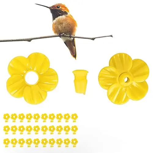 Produktbild: 30 Sets Kolibri-Futterspender für den Außenbereich, Mehrfarbig, austauschbarer Kolibri-Futterspender, Vogel-Nektar-Futterspender, hängender Futterspender für Gartendekoration (Gelb)