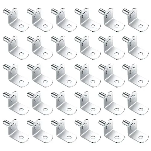 Produktbild: 30 Stk Regalbodenträgern, L-förmige Regalhalterungen Metall, 5 mm vernickelte Regalstifte, Regalstütze Regalbrett Halterung für Schrank, Bücherregalstütze