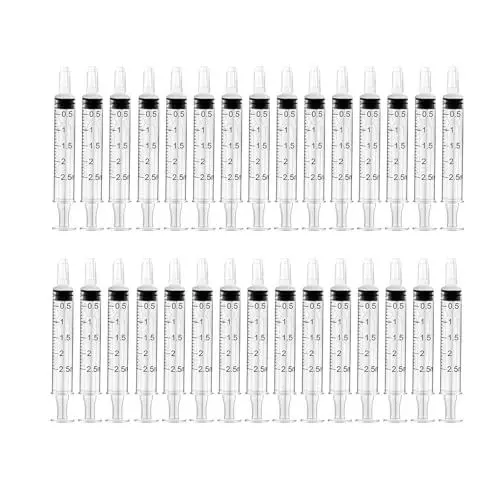 Produktbild: 30 Stück 2ml Kunststoff Spritze, Spritze Steril,Messspritze Einwegspritze für Wissenschaftlich Labore, Futterspritze, Marinierspritze und Absaugspritze