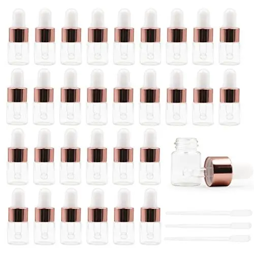 Produktbild: 30 Stück 2ml Mini Pipettenflasche,Transparente Glasflasche mit Tropfpipette,nachfüllbarer kleiner Probenfläschchen-Behälter,Stichprobe Glaspipette Tropfflasche für ätherische Öle Aromatherapie