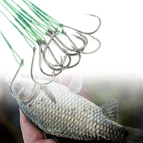 Produktbild: 30 Stück Angelhaken Mit Widerhaken Dropsho Thaken Widerhaken Angelhaken Angelhaken Aus Kohlenstoffstahl Salzwasserfisch Widerhaken Stahl Zanderhaken Für Salzwasser Raubfische, Hidden-Hauptschnur