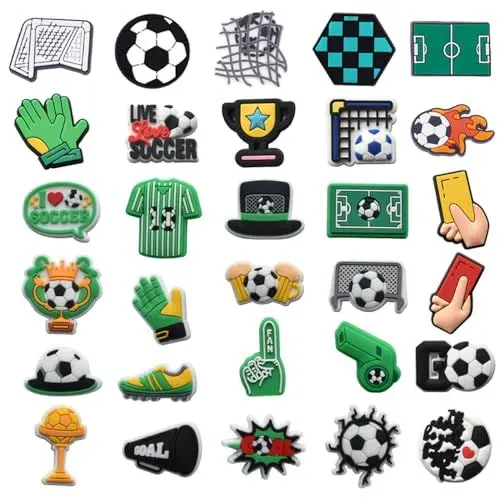 Produktbild: 30 Stück Fußball Schuh-Charms, Sport-Charme Schuhdekoration für Crocs-Sandalen, Fußballzubehör für Jugendliche, Jungen und Männer