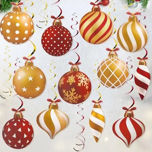 Produktbild: 30 Stück Weihnachten Party Dekoration hängende Wirbel Weihnachtskugeln Hängedeko Deckenhänger Spiral Weihnachtliche Girlande Weihnachtsdeko für Xmas Winter Deko Deckenanhänger