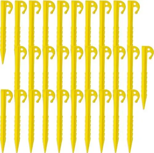 Produktbild: Fenglin-joy 30 Stück Zelt Stakes Heringe, Kunststoff Zeltnagel, Zeltheringe Robust 14.5cm, Erdnägel für Camping, für Zelte Camping Garten und Outdoor (Gelb)