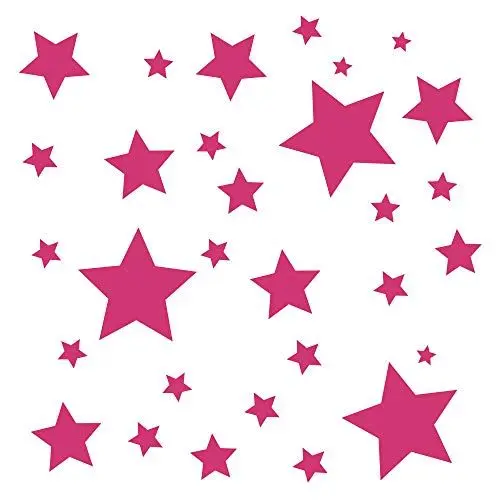 Produktbild: 30 Stück pinke Sterne Aufkleber, Fensterdekoration zu Weihnachten Fensterbild/Fensteraufkleber, Wandtattoo