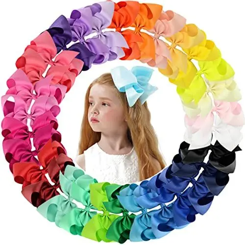 Produktbild: 30 Stücke 6 Zoll Große Grosgrainband Baby Mädchen Haarbögen Haarspangen Clip Halter Zubehör Für Kleinkind Teens Mädchen