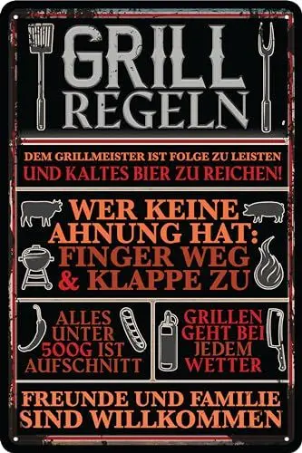 Produktbild: 30 x 20 cm wetterfestes GRILL Blechschild, lustiger Spruch, Deko Schild, Lebensweisheit für Grill Fans, Grill-Platz, Grill-Ecke