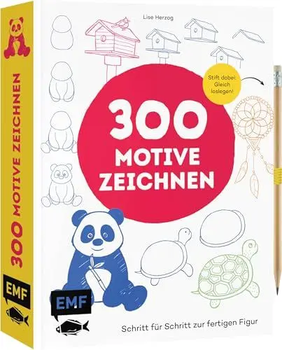 Produktbild: 300 Motive zeichnen: Schritt für Schritt zur fertigen Figur | Stift dabei – Gleich loslegen!