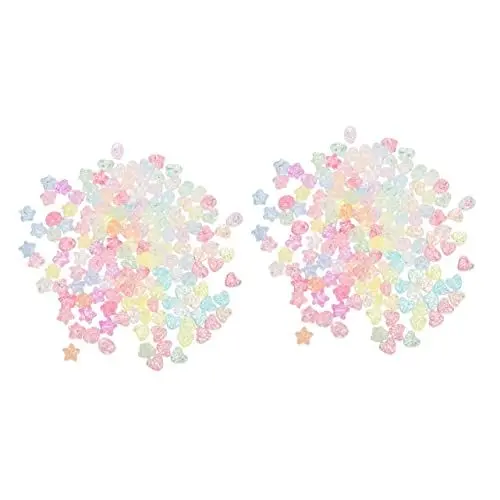 Produktbild: 300 Stk Acrylperlen Kleine Perlen Sternperle Für Armbänder Perlen Für Die Herstellung Von Armbändern Bunter Schmuck Sternenperle Für Kinder Herzperlen Für Schmuck Kinderperlen Harz COHEALI