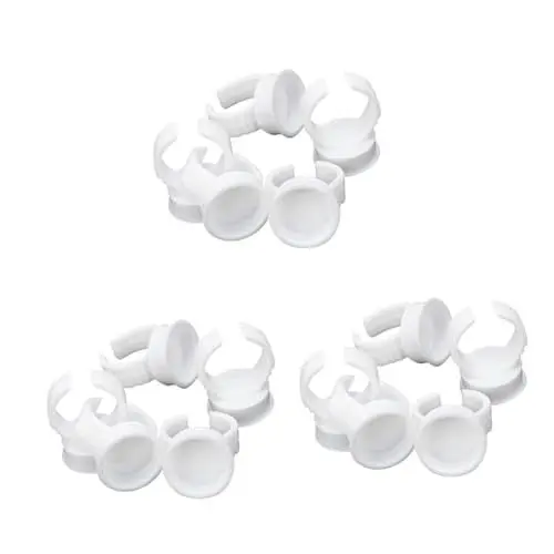 Produktbild: 300 Stk lash kit wimpernverlängerung wimperverlängung lash extensions set wimpern verlängerungsset eyelashes extension set leimring werkzeug Kleber Gummi Ring Ringbecher Weiß