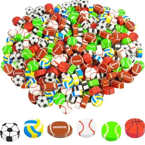 Produktbild: 300 Stück Kinder Radiergummis Lustige Mini Radiergummi Radierer Neuheit Radiergummis für Party Favors,Mini Bleistift Radiergummi Set für Kinder Hausaufgaben und Klasse Belohnungen Geschenke(Sport)