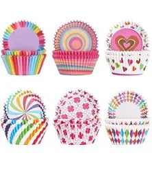 Produktbild: 300 Stück Muffinförmchen Papier, Muffins Backförmchen, Cupcake Regenbogen Papier Fällen Liners Wrapper, für Backen, Dessert, Party, Geburtstag, Hochzeit