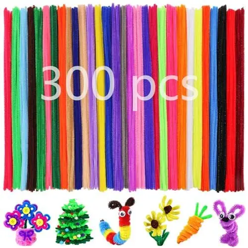 Produktbild: 300 Stück Pfeifenputzer zum Basteln,30 cm Pfeifenreiniger Chenilledraht,Biegeplüsch Basteldraht für DIY Handwerksprojekte