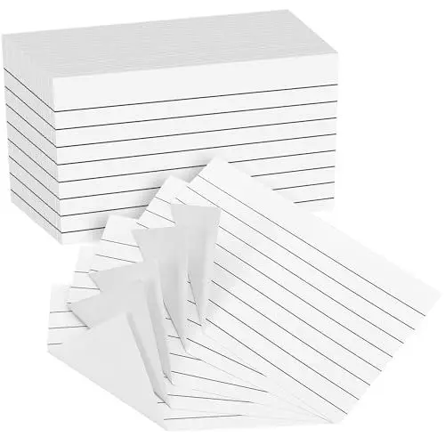 Produktbild: 300 Stück linierte Karteikarten - Weiße linierte Lernkarten 5x3 Zoll (127x77mm) - Studienkarten, Notizkarten für Büro, Schule, Zuhause, Lernen, Dokumentation - PAP06WH300