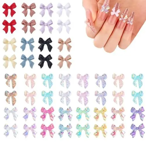Produktbild: 300 Stücke Nail Charms Nagelkunst Dekoration mit Schleife Bow Charms Nägel Nail Charms 3D Bogen Nail Art Dekoration Nagel Schmuck Nagelsteine für Schmuck Kleidung Schuhe DIY-Handwerk