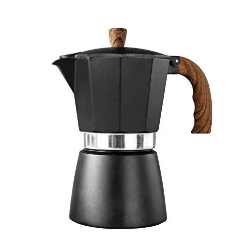 Produktbild: 300 ml Aluminium-Espressomaschine, Espressomaschine mit Kochfeld, Moka-Kanne mit Espressotasse, Perkolator für Klassische Kaffeemaschinen, Aluminium in Lebensmittelqualität, schwarz