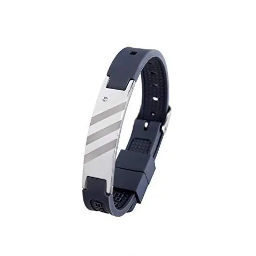 Produktbild: 3031 Energy Bracelet Positive Ion Power Band PRO ION Silikon Magnetarmband dunkelgrau 3 Stripes TRINITIX Design mit Swarovski Kristall Energetix 4you 15-23 cm