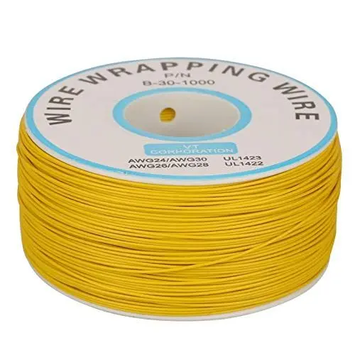 Produktbild: 30AWG 0,25mm² Elektrischer Draht Kabel Kit 1Rolle verzinnter Kupferdraht mit Silikonisolierung 5 Verschiedene Farbige Single Kupferdraht Litze (Gelb)