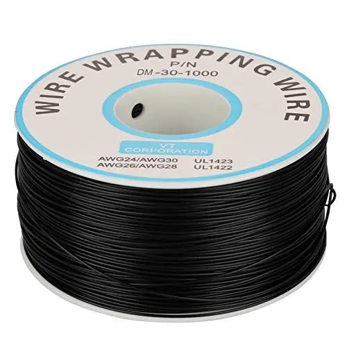 Produktbild: 30AWG 0,25mm² Elektrischer Draht Kabel Kit Single Kupferdraht Litze verzinnter Kupferdraht mit flexible Silikonisolierung,5 Farben (Schwarz, Weiß, Gelb, Braun, Blau) (Schwarz)