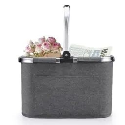 Produktbild: 30L Familie Einkaufstasche Einkaufskorb Faltbar Tragekorb Groß Picknickkorb Klappkorb Reisetasche Praktischer Einkaufen Korb mit Gepolsterten Griffen - ideal für Reisen/Picknick/Einkaufen/Geschenk