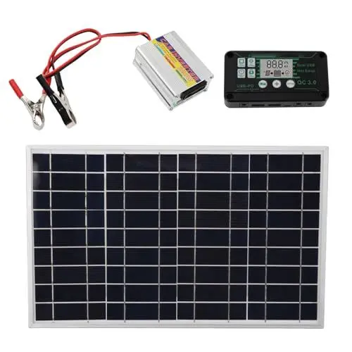 Produktbild: 30-W-Solarpanel-Kit mit 220-W-Wechselrichter, Wasserdichter Controller, Einfache Installation, Monokristalliner Solarkoffer für Wohnmobile, Boote, Faltbar, Zuverlässiges