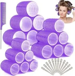 Produktbild: 31 Stück Lockenwickler Set, Locken Ohne Hitze, Große Lockenwickler Kleine DIY Selbsthaftend Hair Rollers mit 12 Stücke Haar Klammer für Lange Mittlere Kurze Salon 60/45 /36