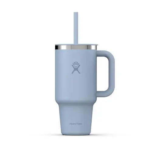 Produktbild: HYDRO FLASK - Travel Tumbler 946 ml (32 oz) mit verschließbarem Press-In-Strohhalmdeckel - Edelstahl - Doppelwandige Vakuumisolierung - Spritzwassergeschützter Deckel - Surf
