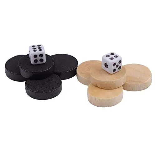 Produktbild: 32 Stück Backgammon Steine,Kinder Brettspiel Ersatz Spielsteine und Würfel Zubehör für Checkers Drafts