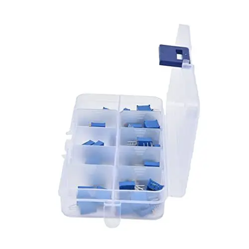 Produktbild: 3296W Potentiometer, Trimmer-Potentiometer-Sortiment-Kit 0-315 V 50 Stück 10 Werte 100 Ω-100 KΩ für Leiterplatte