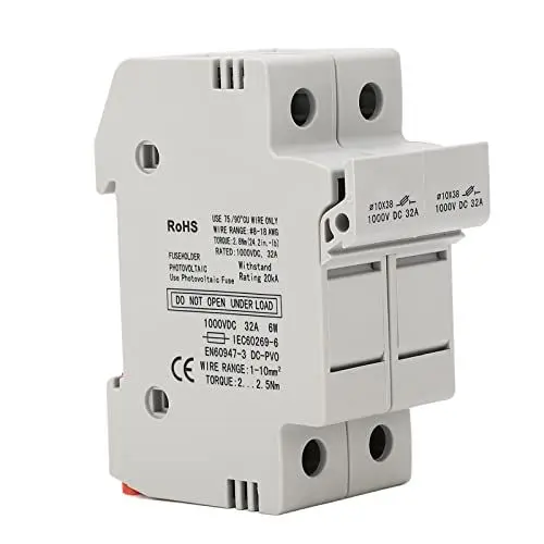 Produktbild: 32A 1000VDC Sicherungshalter 2-poliger Kurzschlussschutz Midget-Sicherungshalter GB T 13539.6 IEC 60269 6