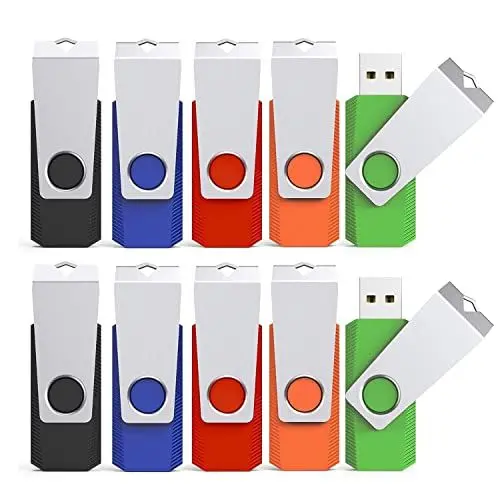 Produktbild: USB Stick 64GB 10 Stück Set KEXIN 64 GB USB Sticks Speicherstick USB2.0 Rotate Metall USB Flash Drive 10er Pack USB Flash-Laufwerk USB-Stick für PC/Mac/Desktop/Laptop