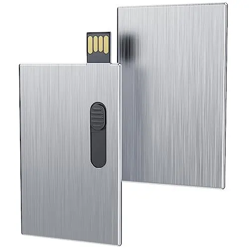 Produktbild: Uflatek 16GB USB Stick Business Kreditkarten Speicherstick USB 2.0 Flash-Laufwerk Silber Flash Drive Scheckkartenform Neuheit Memory Stick Metall Shell Extern Datensticks für Computer Laptop