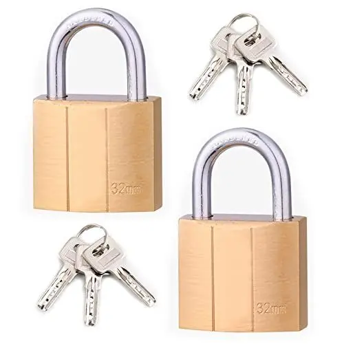 Produktbild: Kleine Vorhängeschlösser mit Schlüsseln, 32 mm Koffer-Gepäckschlösser, robustes Messing-Schließfach, Outdoor-Reisen, Mini-Vorhängeschloss für Fitnessstudio, Schließfach, Koffer, Gepäck, 2 Stück