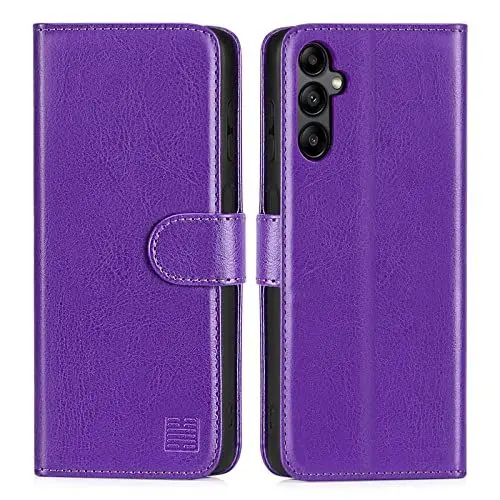 Produktbild: 32nd PU Leder Mappen Hülle Flip Case Cover für Samsung Galaxy A24 (2023), Ledertasche Hüllen Mit RFID-Blockierung Kartensteckplatz, Magnetverschluss und Standfuß - Violett