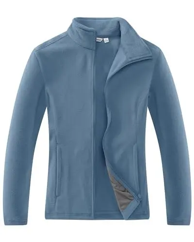 Produktbild: 33,000ft Damen Fleecejacke mit Durchgehendem Reißverschluss Stehkragen Damen Leichte Fleece Jacke Antistatische Outdoor Damenjacke für Wandern und Freizeit, Graublau M
