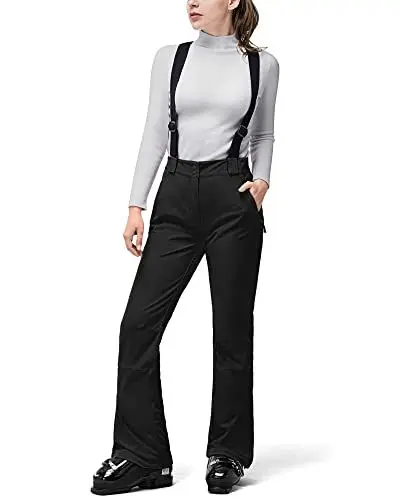 Produktbild: 33,000ft Damen Skihose Hosenträgerhose Outdoorhose Wasserdicht Winddichte Softshellhose Warme Gefütterte Schneehose Snowboardhose Skilanglaufhose Thermohose Wanderhose Ski Pant, Schwarz L