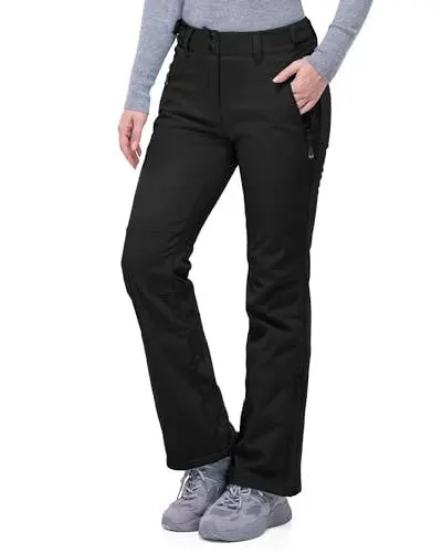 Produktbild: 33,000ft Damen Skihose Outdoorhose Wasserdicht Winddichte Softshellhose Warme Gefütterte Trekkinghose Atmungsaktive Schnelltrocknende Thermohose Wanderhose Winter Ski Pants Women Schwarz 38W*29L