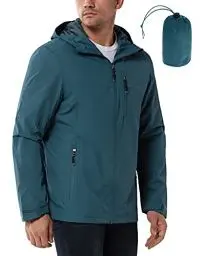Produktbild: 33,000ft Regenjacke Herren Wasserdicht Outdoorjacke Leichte Freizeitjacke Packbare Windjacke Fahrrad Regenmantel mit Kapuze China Blau L