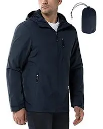 Produktbild: 33,000ft Regenjacke Herren Wasserdicht Outdoorjacke Leichte Freizeitjacke Packbare Windjacke Fahrrad Regenmantel mit Kapuze Juwel blau M