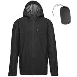 Produktbild: 33,000ft Regenjacke Herren Wasserdicht Outdoorjacke Leichte Freizeitjacke Packbare Windjacke Fahrrad Regenmantel mit Kapuze schwarz S
