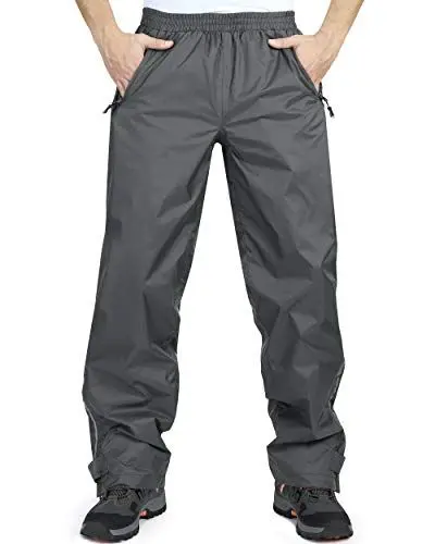 Produktbild: 33000ft wasserdichte Regenhose für Herren Leichte Regenhose Winddichte Outdoorhose zum Wandern Camping Golf Grau L 32L