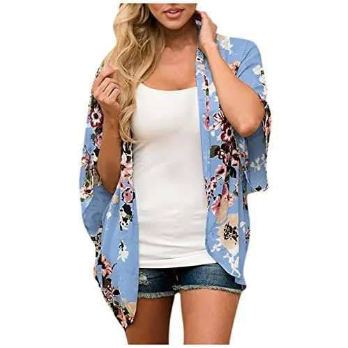 Produktbild: 3/4 Ärmel Business Chiffon Locker Shirts Frau Weihnachten Riemchen Gemustert Soft Hemd V-Ausschnitt Bohostyle Oversize Hemd Women's
