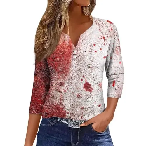 Produktbild: 3/4 Arm Shirt Damen Oberteile Elegant Long Top Sommerbluse Hosenanzug Festliche Tunika Große Größen Shirts & Blusen Italienische Multi 2XL