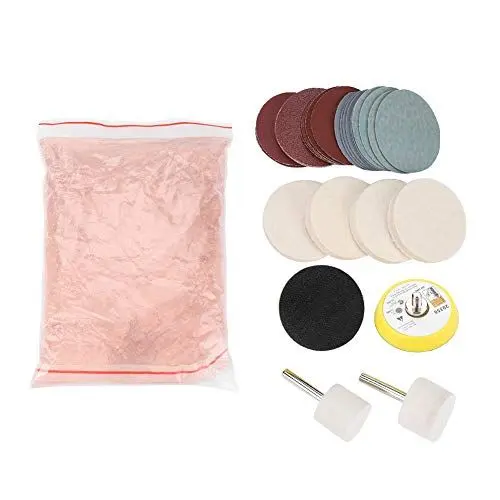 Produktbild: 34 Stück/Set Glaspolierkit Kratzerentfernungsset, Glaspolierset Zum Entfernen von Kratzern Cerdioxid-Schleifscheiben Polierpad Filz glaspolitur gegen kratzer im glas für Fensterreparatur